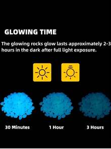 500颗太阳能夜光花园小径石，适用于庭院小径装饰、景观照明和花瓶填充装饰石，发光石，白天吸收光线，夜晚发光 - 發光石 - 查看 8