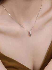 1pc Fashion Cubic Zirconia Geometric Pendant Necklace For Women For Daily Decoration - 黃金 - 查看 4