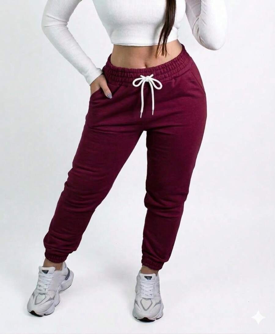 Women's Sweatpants, Fashionable Pants For Cold Weather, Winter, And - WINE SWEATPANTS - View 1