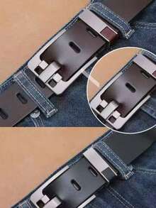 Men's Retro Buckle Leather Belt, Business Casual Faux Leather Waist Belt, Versatile For Commuting Pants - Multicolor - View 6