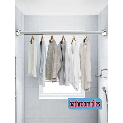 1 thanh treo đồ nhà tắm bằng thép không gỉ dạng ống lồng, giá treo áo choàng tắm và khăn tắm dạng ống lồng, thanh treo đồ gia dụng không thấm nước cho ban công, thanh phơi quần áo dạng ống lồng, thanh treo rèm dạng ống lồng, thanh treo rèm gia dụng không thấm nước.