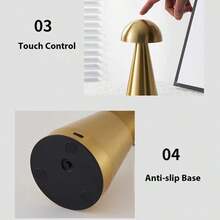 1 pieza Lámpara moderna con forma de hongo LED recargable por USB con control táctil y regulable en 3 colores, adecuada para sala de estar, dormitorio, comedor - champiñón - Ver 8