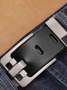 Men's Retro Buckle Leather Belt, Business Casual Faux Leather Waist Belt, Versatile For Commuting Pants - Multicolor - View 5