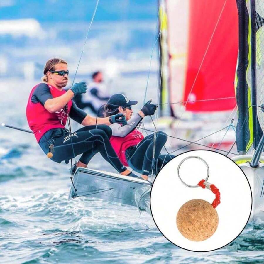 Seafard Boating Floating Keychain With 35mm Cork Ball, Buoyant Keyring, Boat Key Float Keychain For Kayaking, Fishing, Swimming,Surfing, Sailing Water Sports Accessories - White - View 1