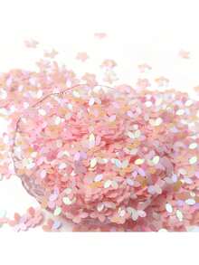 100克 10毫米 凹面梅花形亮片，PVC材质，炫彩樱花五瓣亮片，美甲树脂DIY用品，粉色全息闪光纸屑，梦幻炫彩光泽，精致五瓣花朵造型，柔美女性化美学 - 五瓣花 - 查看 4
