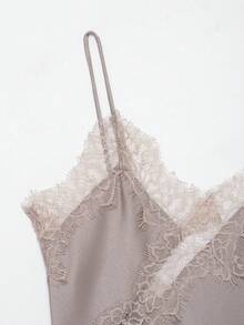 Seelio 新款女士时尚蕾丝装饰性感内衣风上衣夏季款 - 卡其色 - 查看 5