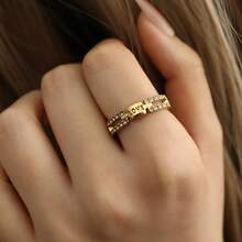 New Romantic Valentine's Day LOVE Rhinestone Ring, Niche Design Versatile Open Ring - Golden 8 - View 5