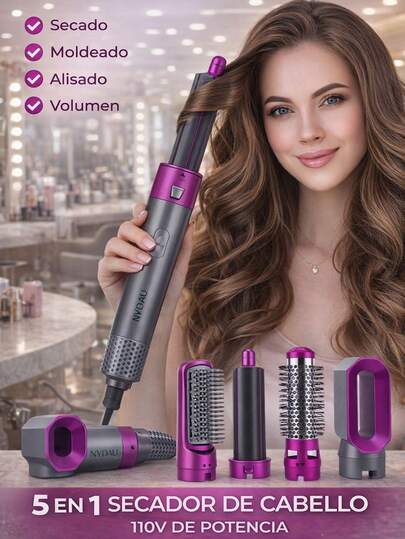 Secador de Cabello 5 en 1 Profesional con Accesorios Intercambiables | Moldea, Alisa y Da Volumen | 110V Alta Potencia