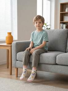 Disney 5双卡通动物园主题儿童短袜，可爱柔软透气休闲袜，男女童皆宜 - 彩色 - 查看 2