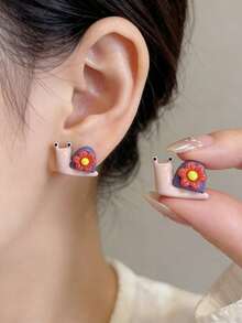 3 Pairs Versatile Cute Elephant, Bird And Snail Stud Earrings Set, Fashionable And Sweet, Suitable For Women's Daily, Festival And Holiday Wear - Three Piece Set - View 5