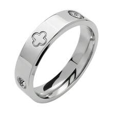 1 pieza Anillo de mujer de acero inoxidable chapado en oro con rhinestones, alta retención de color, baja alergenicidad, adecuado para apilar y uso diario, regalo de joyería exquisita - Trébol de cuatro hojas - Ver 5