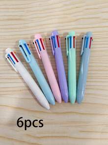 6pcs/12pcs Macaron Color Retractable Ballpoint Pens, 6 Colors In 1 Pen, 0.7mm Refill, Suitable For Schoolwork, Grading, Editing, Back To School Season - A - View 12