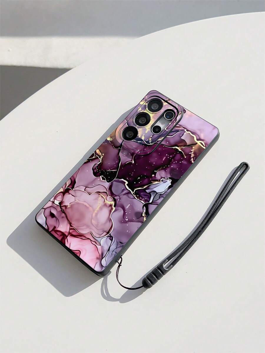 1 ốp lưng điện thoại TPU mềm, chống rơi, chống trượt, màu tím vân đá cẩm thạch, kèm 1 dây đeo silicon màu đen, tương thích với các dòng máy GALAXY S26, S26 PLUS, S26 ULTRA, S25 FE, A17, A07, A37, A57, A56, S25, S25 PLUS, S25 ULTRA, S24, S24 PLUS, S24 ULTRA, S23, S23 PLUS, S23 ULTRA, S23 FE, S22, A55, A54, A53, A52, A51, A05S, A06, A13, A14, A15, A16, A22, A23, A25, A33, A34, A35 - Đen và trắng - Xem 1