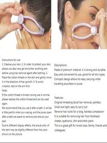 Manual Eyebrow Threading Tool, Portable Facial Hair Remover For Women, At-Home Face Epilator For Upper Lip, Chin, Eyebrows, Gentle Hair Removal System With Replacement Thread, Painless Hair Removal Device For Women - Multiple Styles - View 6