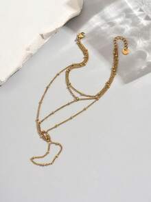 LIEBEIRIS 1 pieza Anillo-pulsera minimalista de 3 capas con perlas chapado en oro de 18K, adecuado para uso diario de mujeres y como regalo - Amarillo Oro - Ver 4