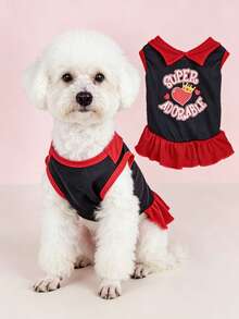 V-Neck Sleeveless Cheerleader Pet Dress, Casual Sports Style For Dogs - Black - View 4