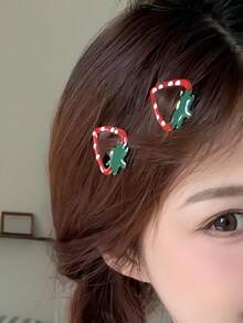 4pcs/Set Cute Mini Fruit Clips, Strawberry Hair Clips, Sweet Oily Red Side Clips - Multicolor - View 8