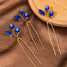 3件套简约水晶手工发夹，新娘婚礼头饰 - 彩色 - 查看 16