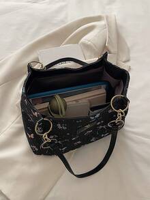 Túi đeo vai thắt nơ, túi đeo chéo tay thời trang dung tích lớn, kiểu dáng mới mẻ dành cho nữ. - màu đen - Xem 7