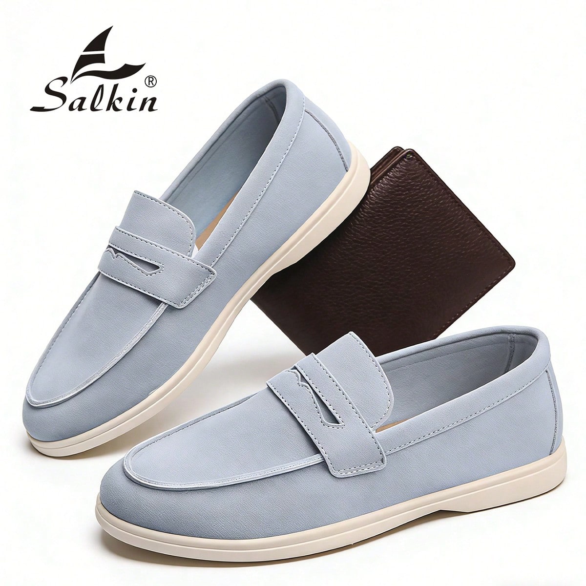 Mocasines Penny Slip-On de Diseñador de Moda de Lujo para Hombres, Zapatos Casuales de Cuero Sintético de Gamuza de unicolor, Lujo Asequible para la