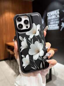 Ốp điện thoại chống rơi Pure White Lily màu đen, chất liệu giả da, tương thích với iPhone 17/16 Pro Max, 14/13, 16 11 12, 11 Pro Max, XS Max, 14 Pro Max 15 Pro Max 16 Plus 17 Pro Max 14 Plus. Có thể dùng làm quà sinh nhật, quà cho bạn gái, bạn trai hoặc dùng cho bản thân. - màu đen - Xem 2