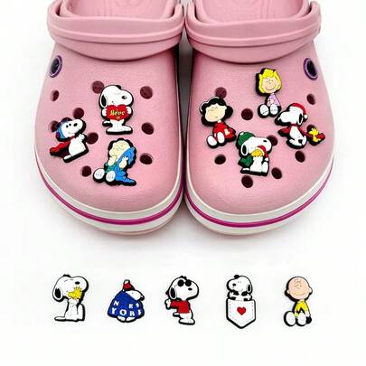 SNOOPY 8 piezas de dijes de zapato de estilo de dibujos animados, accesorios de botón desmontables decorativos para zapatos tipo zuecos, botones para zapatos tipo zuecos, accesorios DIY para zapatos tipo zuecos, accesorios [estilos aleatorios] regalos de Navidad