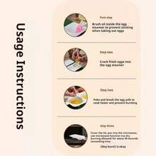 1个微波炉煮蛋器，双腔快速水煮蛋器，不粘微波炉蒸蛋器，快速早餐鸡蛋模具，可制作完美水煮蛋和溏心蛋，易于清洁的厨房烹饪工具 - 白色 - 查看 8