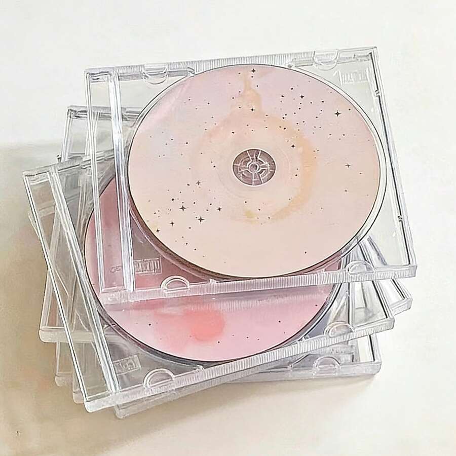 5个透明超薄CD/DVD收纳盒，简约方形防刮光盘保护盒，防潮防尘防震CD/DVD/VCD/蓝光光盘收纳整理盒，便携式可视光盘保护盒，适用于家庭、办公室、汽车等场所。