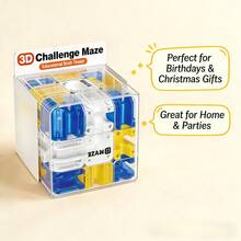 Challenging 3D Maze Cube, An Educational Brain-Training Toy For Adults, Suitable For Home Entertainment And Party Games, And An Ideal Gift For Birthdays And Christmas - màu xanh da trời - Xem 11