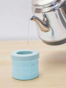1Pc Compact Silicone Ice Maker Cup, Ice Cube Tray With Built-In Ice Crusher, Heat-Resistant & Cold-Resistant Silicone, Available In Multiple Colors, Ideal For Home, Dorm, Office, Perfect For Iced Coffee, Smoothies, Cocktails, Great For Summer, Holiday Celebrations, Outdoor Activities, One-Hand Operation For Convenience - 彩色 - 查看 2