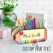 Customized Wooden Pencil-Shaped Pen Holder | Teacher's Gift Desk Organizer - A - View 5