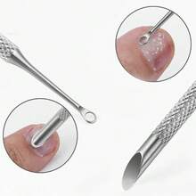 Stainless Steel Cuticle Pusher Nail Care Tool, Multi-Function Dead Skin Remover, Portable & Durable, Foot Care & Manicure File - Apricot - View 5