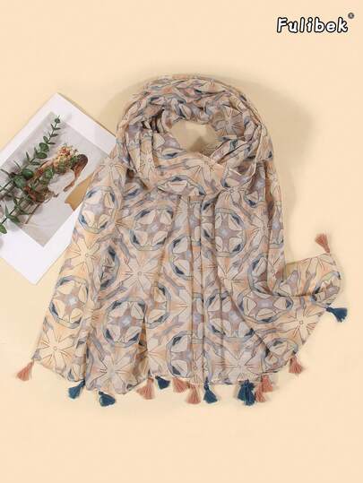 1 chiếc khăn choàng nữ bằng cotton lanh có tua rua, thích hợp cho bãi biển, kỳ nghỉ và sinh hoạt hàng ngày, giúp tôn lên phong cách của bạn, phù hợp cho mọi mùa.