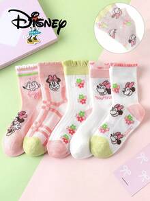 Disney 10/5 Pairs Kids Lace Mesh Socks, Princess Elsa Mid-Calf Socks, Cute Summer Breathable Cartoon Socks For Girls Boys Students - Multicolor - View 1