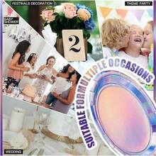 5个银色纸盘，一次性餐具，派对餐盘，适合生日派对、婚礼、母亲节等场合 - 彩色 - 查看 12