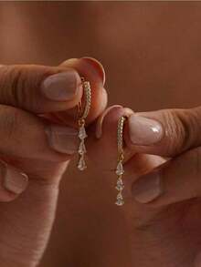 1Pair Dangle Earrings For Women, Preppy Stocking Stuffers For Women Christmas Gifts Dainty Gold Earrings Drop Earrings For Women Hypoallergenic Long Gold Huggie Hoop Earring Small Formal Prom Earring Waterproof Fashion Women Jewelry Hypoallergenic Waterproof Long Gold Huggie Hoop Design, Dainty Small Formal Prom Jewelry, Perfect Preppy Stocking Stuffers Christmas Gift, Daily Wear Party Date Night Accessory - Bạc - Xem 7