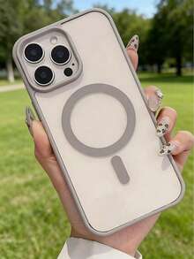 1 ốp lưng điện thoại từ tính trong suốt, khung màu xám, tương thích với các dòng 17 Pro Max, 16, 15, 14, 13, 12, 11 Pro Plus Max, hỗ trợ sạc không dây. - Xám - Xem 4