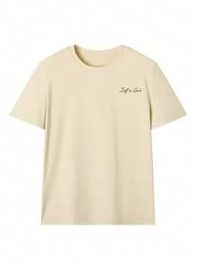 Minimalist. 100% Cotton. 1 Piece. New Women's Summer T-Shirt With Colorful Letter And Coffee-Colored Book Print, Crew Neck, Short Sleeves, Pink, Fashionable And Versatile, Suitable As A Women's Everyday Top, For Leisure And Spring Holidays. Spring/Summer Top. - 白色 - 查看 2