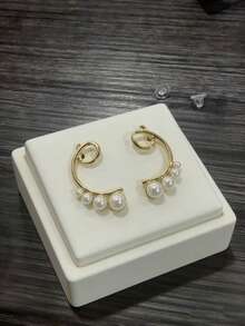 1对经典几何耳钉，时尚百搭 - 彩色 - 查看 8