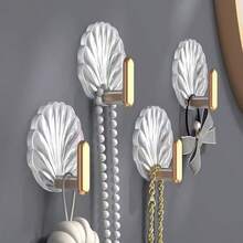 Shell-Shaped Wall Hooks, Multifunctional Drill-Free Hooks For Kitchen, Bathroom, Home Decor, Adhesive Hanging Hooks - Multicolor - View 5