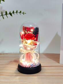 1件裝人造發光玫瑰花束禮盒，小向日葵、康乃馨與鬱金香花束，永生花夜燈，發光花卉禮物，適合送給她、妻子、媽媽、女性，聖誕節、情人節、生日、母親節，居家裝飾、房間裝飾 - [多色] - 查看 2