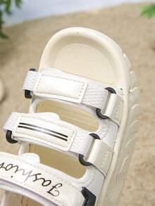 儿童软底防滑沙滩凉鞋，夏季透气魔术贴运动凉鞋 - 米色 - 查看 6