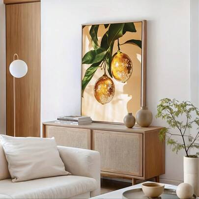 1pc Frameless Disco Ball Lemon Fashion Wall Art Canvas Printing - Modern Minimalist Vertical Poster With Vibrant Ink On Canvas, Suitable For Kitchens Decor,Room Decor, Home Decor, Bedroom Decor, Wall Decor, Living Room Decor,Offices Decor,Room Accessories, Western Decor, Lemon Decoration, Bedroom Artwork, Textured Appearance