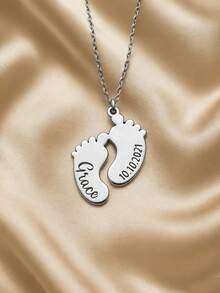 1 chiếc vòng cổ in dấu chân em bé cá nhân hóa, vòng cổ in dấu chân em bé cho mẹ mới sinh, trang sức khắc tên em bé theo yêu cầu, mặt dây chuyền in dấu chân thiết kế riêng theo yêu cầu, khắc tên tiếng Anh và ngày sinh của các thành viên trong gia đình, tùy chỉnh tên, trang sức tối giản, trang sức kỷ niệm, quà tặng Giáng sinh, quà tặng cá nhân hóa - Nhiều màu - Xem 12