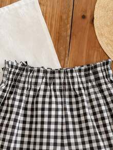 Bộ 2 quần kẻ caro đen trắng cho bé gái, thoải mái khi mặc hàng ngày, thời trang và dễ thương, trang phục đa năng. - trắng - Xem 7