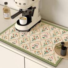 1 miếng lót cốc cà phê, thích hợp cho mặt bàn bếp, quầy cà phê, thảm lau chén, tương thích với máy pha cà phê, ấm pha cà phê, máy pha espresso. - Màu xanh chanh - Xem 11