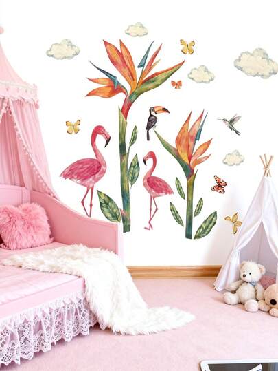 1张 - 壁纸 - [老虎，动物森林] 装饰墙贴，适用于男孩房、女孩房、客厅、卧室、窗户，可移除且可个性化定制，创意儿童墙面艺术装饰