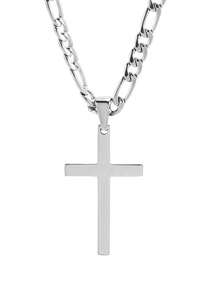 1pc Stainless Steel Minimalist Cross Necklace, Unisex Jewelry - necklace - View 6