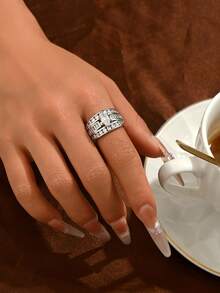 1 chiếc nhẫn đính hôn sang trọng, đính đá Zirconia, kiểu dáng cao cấp, thanh lịch dành cho nữ. - Nhẫn zircon - Xem 4