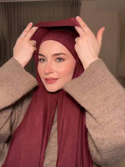 1pc Women's Casual Pullover Hijab, Elastic Moisture-Wicking Breathable Fabric, Suitable For Daily Wear